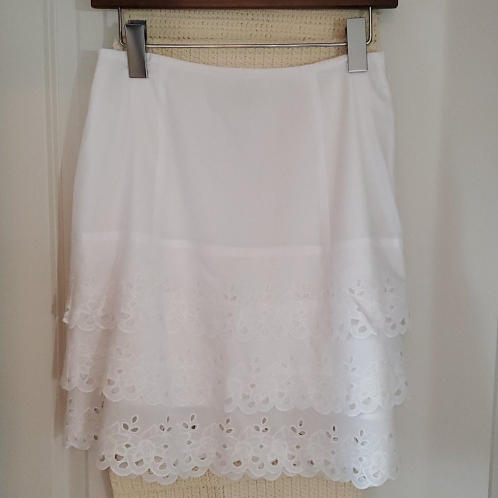 Petite Sophisticate White Tiered Skirt